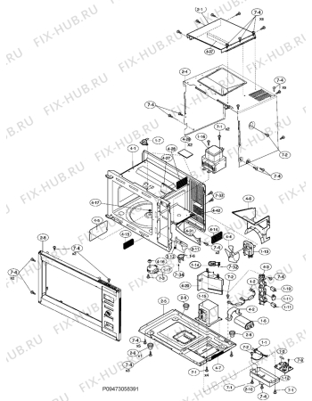 Взрыв-схема микроволновой печи Aeg Electrolux MC1763E-M - Схема узла Section 1